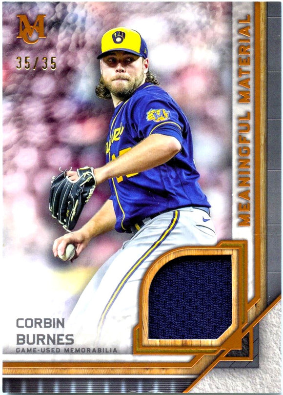 Corbin Burnes 2023 Museum Collection Meaningful Material Game Used Patch SP 35/35