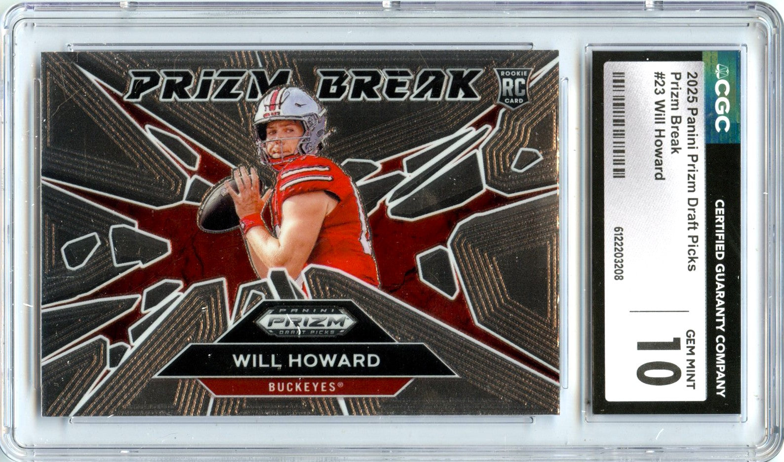 Will Howard RC 2025 Panini Prizm Draft Prizm Break Rookie #23 CGC 10