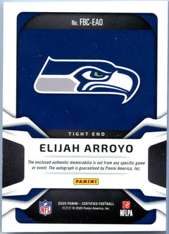 Elijah Arroyo RC 2025 Panini Certified Blue Freshman Fabric Rookie Patch Auto SP 1/20-2
