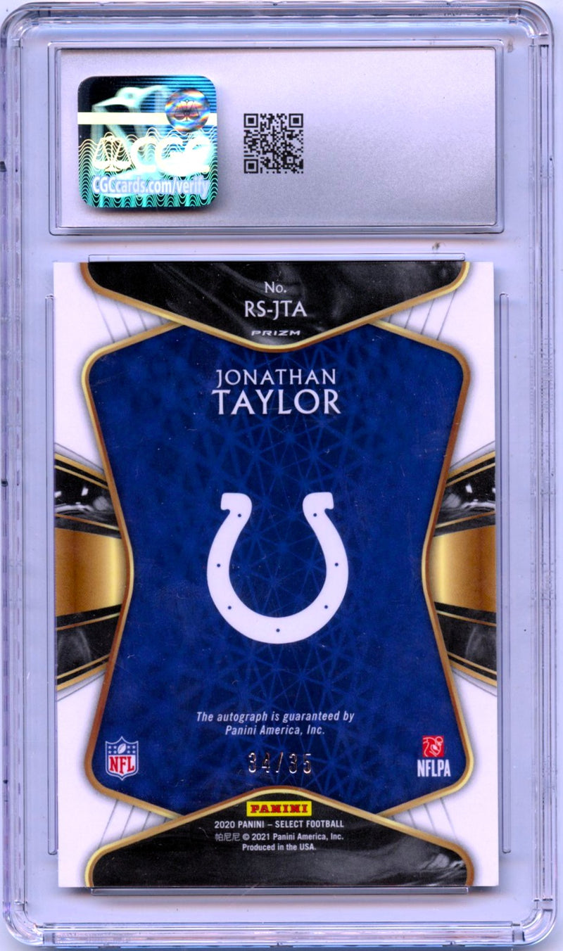 Jonathan Taylor RC 2020 Panini Select White Rookie Auto SP 34/35 CGC 9-2