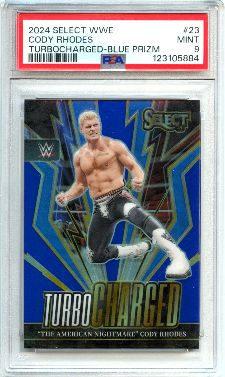Cody Rhodes 2024 Panini Select WWE Blue Turbocharged SP 30/49 PSA 9