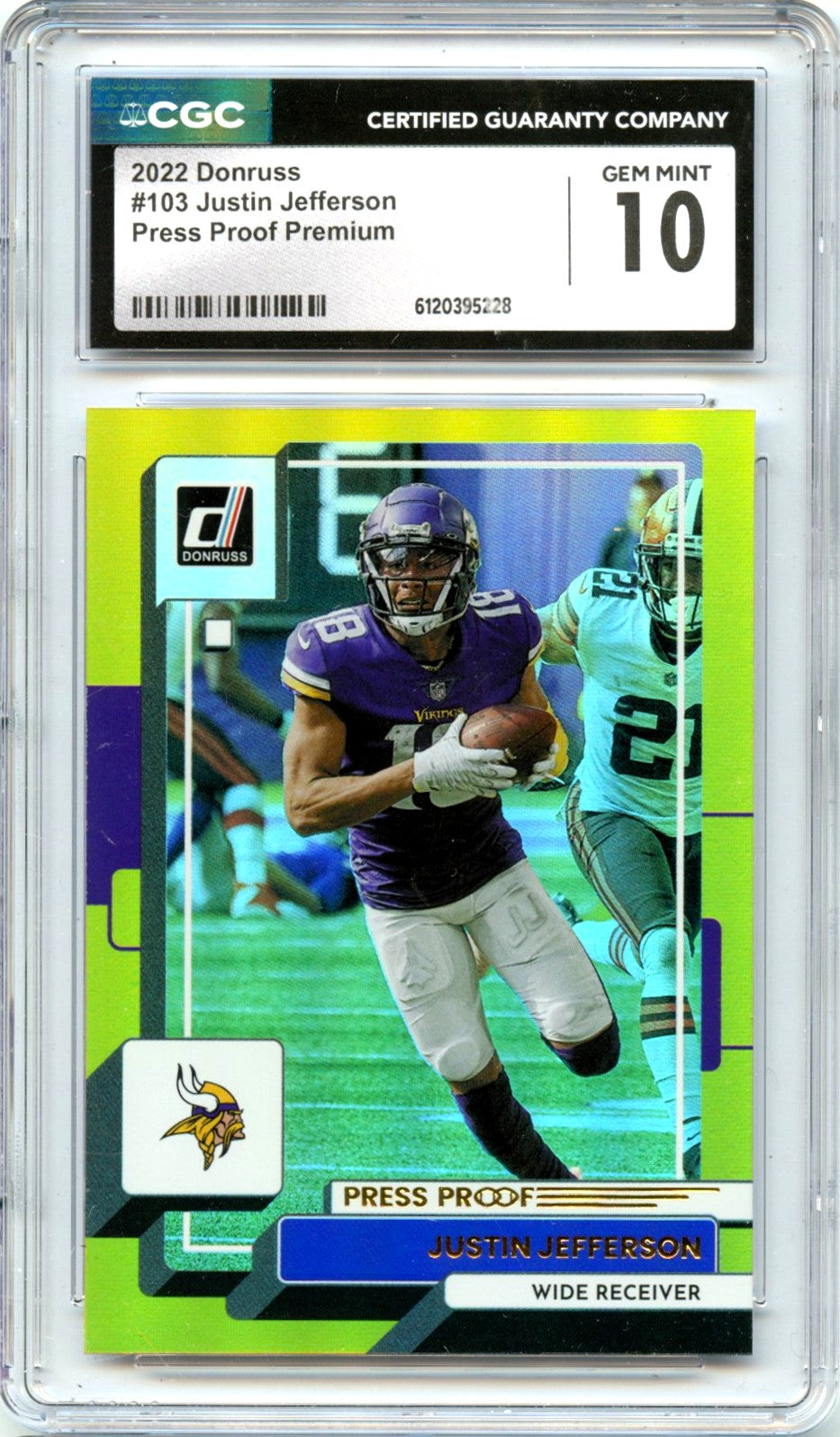 Justin Jefferson 2022 Donruss Premium Press Proof #103 CGC 10
