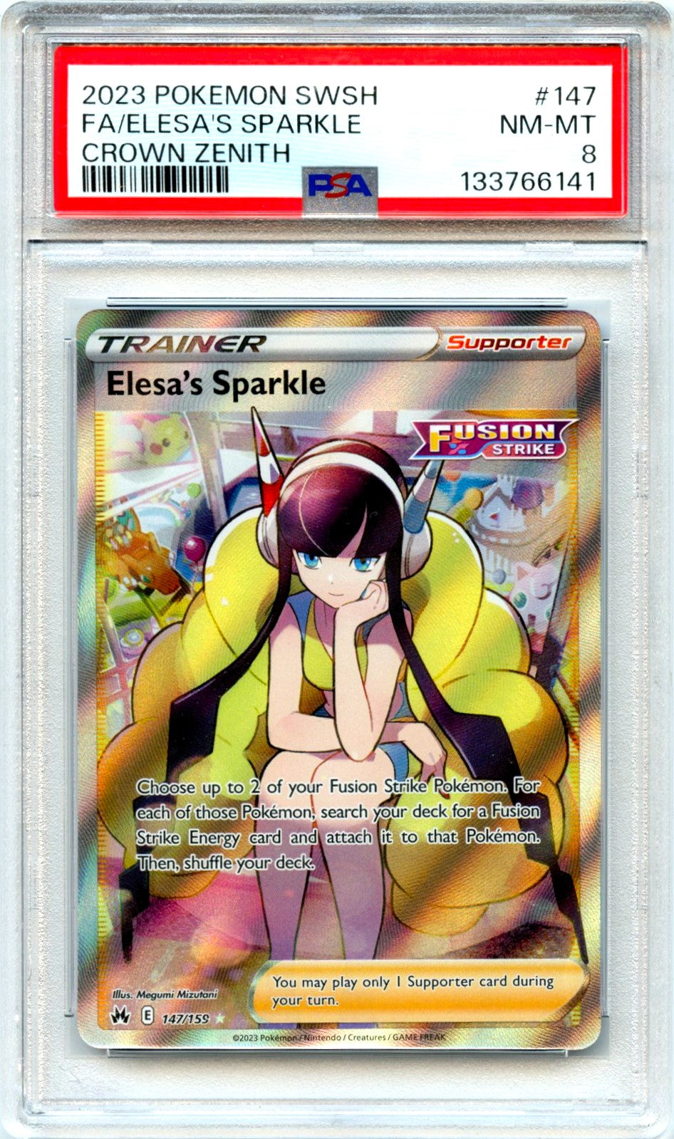Elesa's Sparkle 2023 Pokemon Sword And Shield Crown Zenith Trainer #147/159 PSA 8