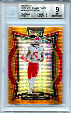 Marquise Brown 2024 Panini Select Concourse Neon Orange Pulsar SP 6/7 BGS 9-1