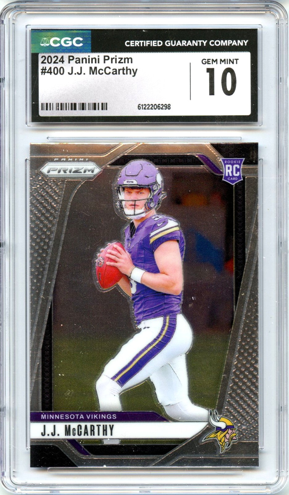 JJ Mccarthy RC 2024 Panini Prizm Rookie #400 CGC 10