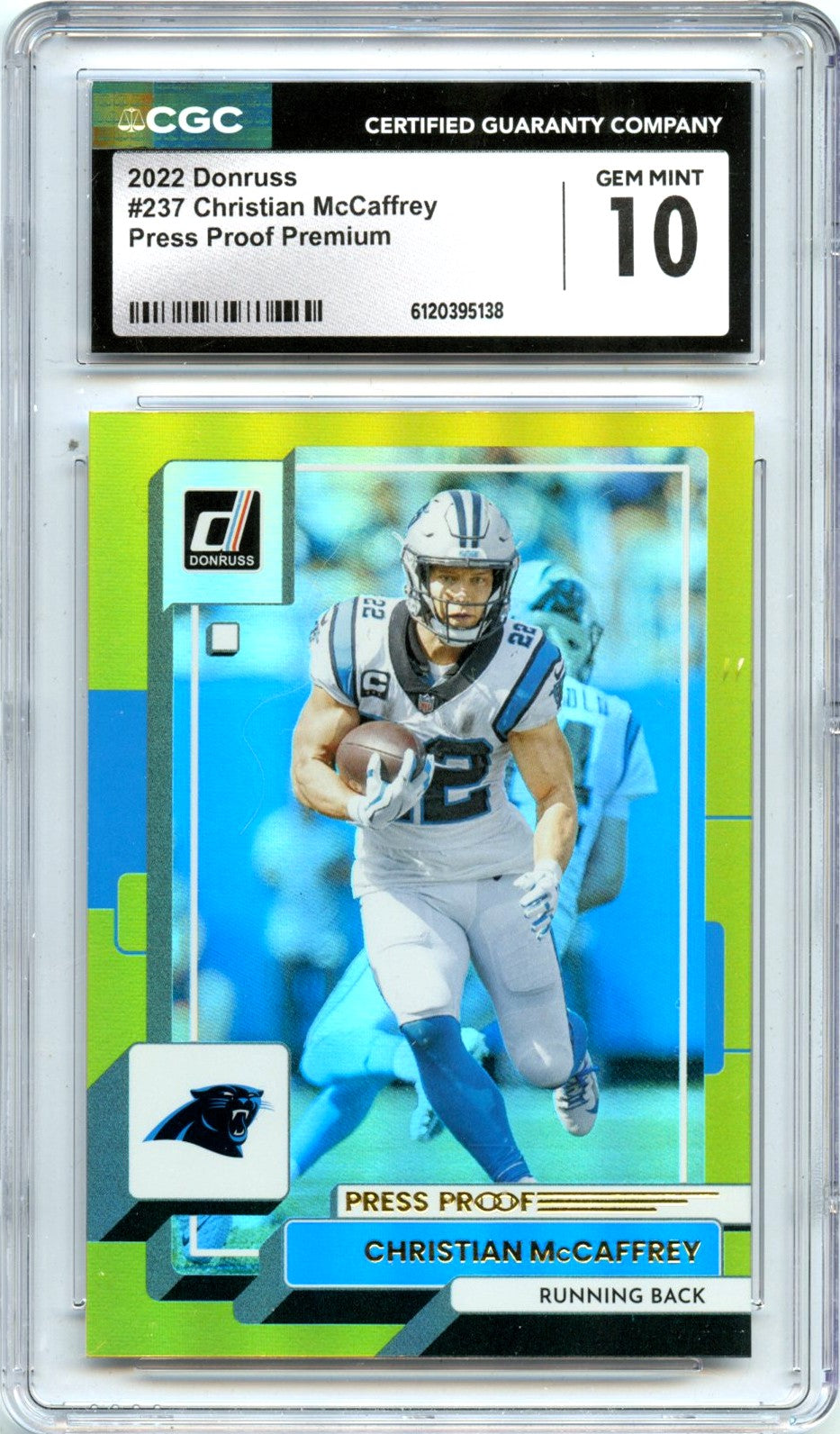 Christian Mccaffrey 2022 Donruss Premium Press Proof #237 CGC 10