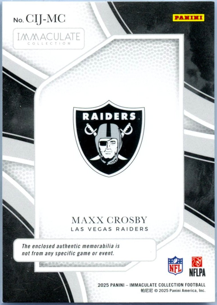 Maxx Crosby 2025 Immaculate Clearly Holo Gold SP 46/49-2