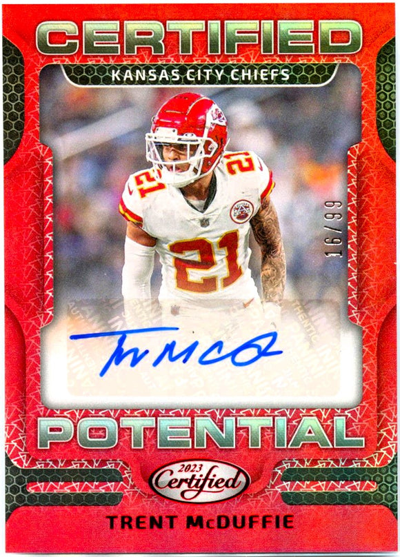 Trent Mcduffie 2023 Panini Certified Red Team Color Match Potential Auto 16/99