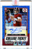 Mac Jones RC 2021 Panini Contenders Draft Blue Shimmer College Ticket Rookie Auto SP 6/27