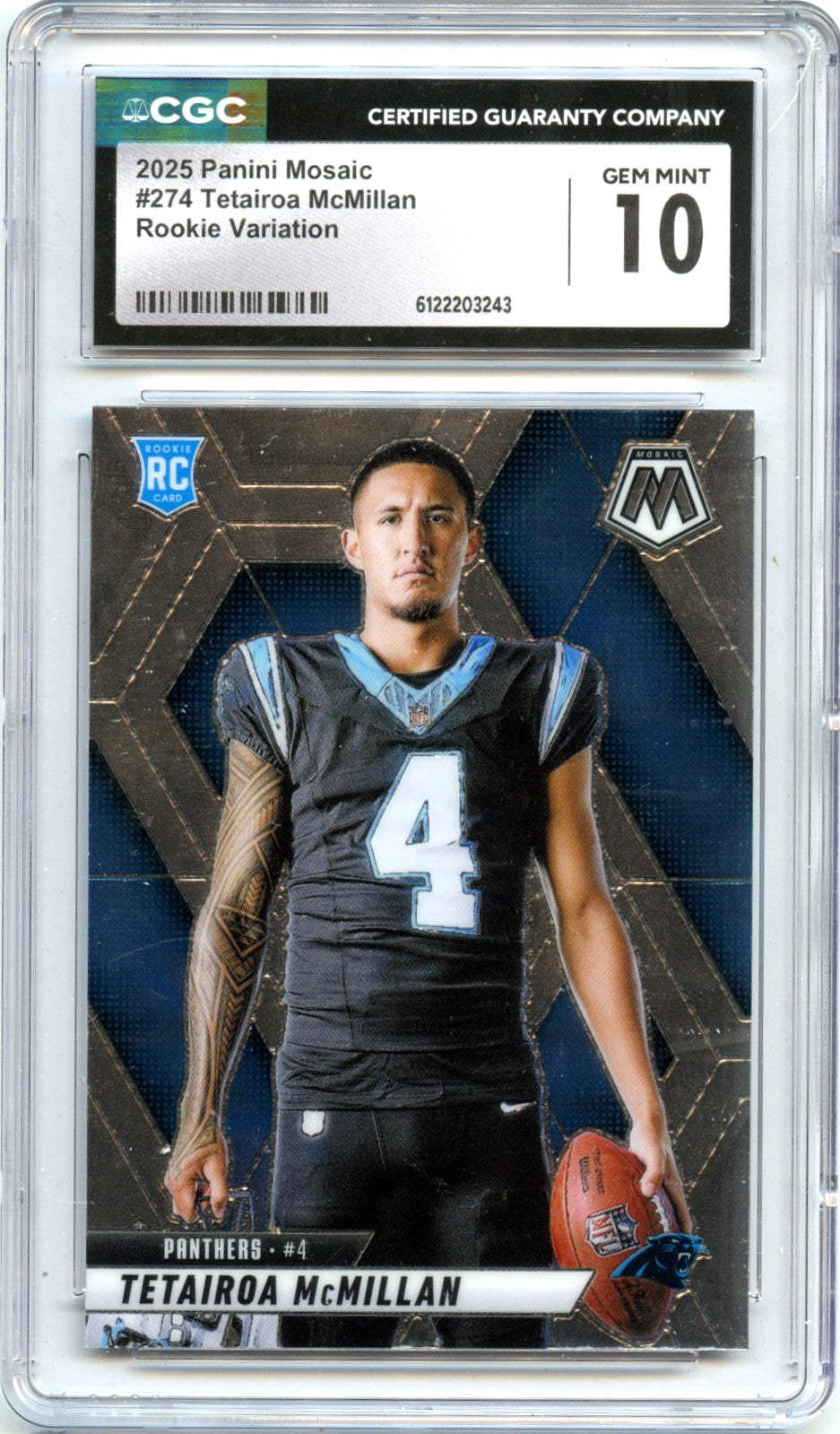 Tetairoa Mcmillan RC 2025 Panini Mosaic Variation Rookie #274 CGC 10