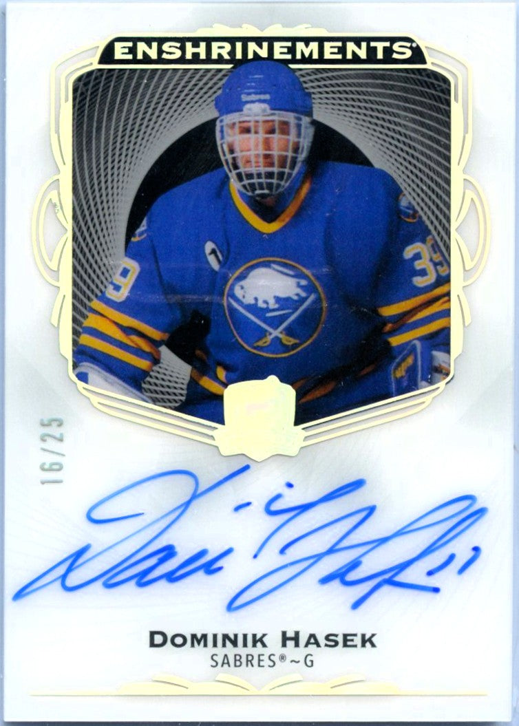 Dominik Hasek 2021-22 UD The Cup Enshrinements On Card Auto SP 16/25-1