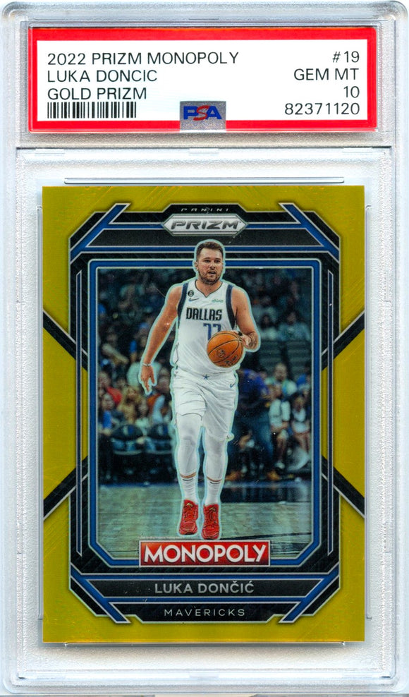 Product Luka Doncic 2022-23 Panini Prizm Monopoly Gold SP 23/49 PSA 10 Link