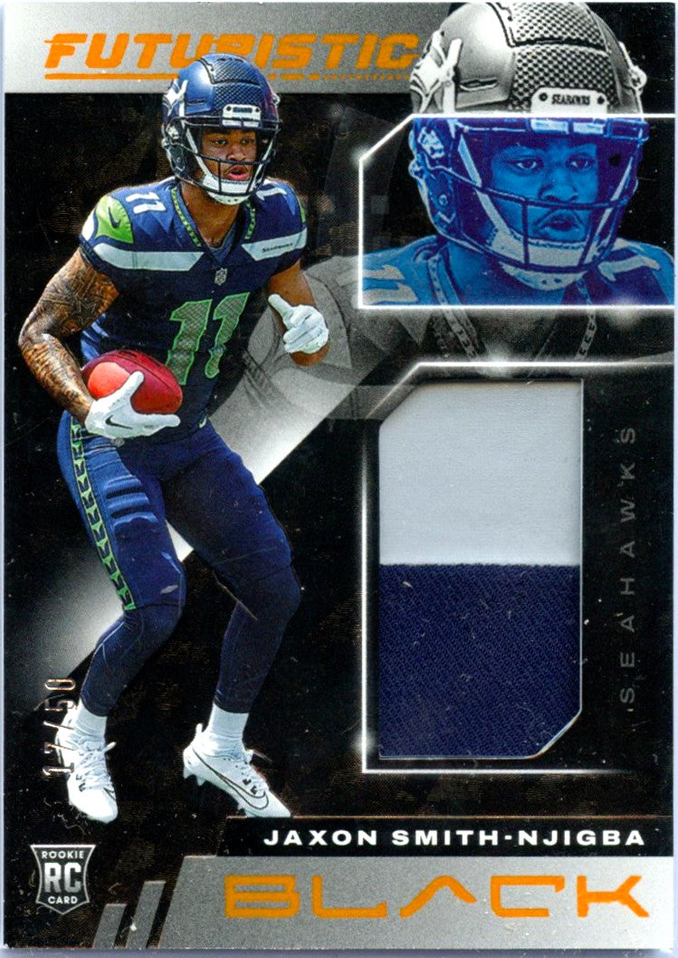 Jaxon Smith-Njigba RC 2023 Panini Black Orange Futuristic Rookie Patch SP 17/50-1