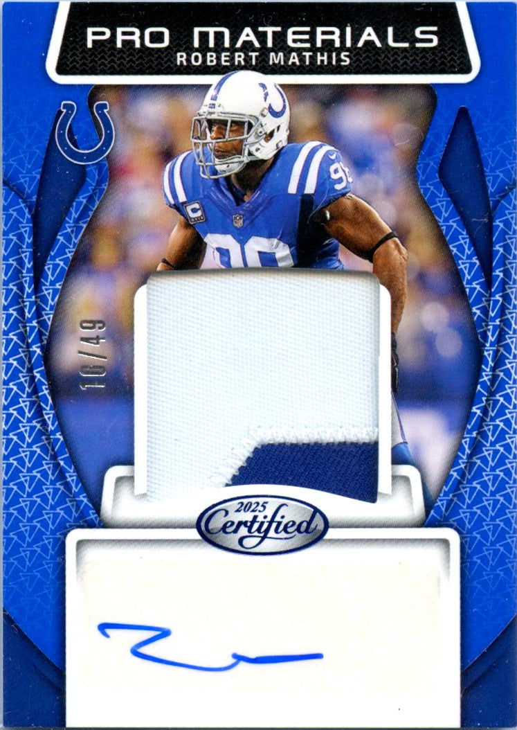 Robert Mathis 2025 Panini Certified Blue Pro Materials Patch Auto SP 10/49