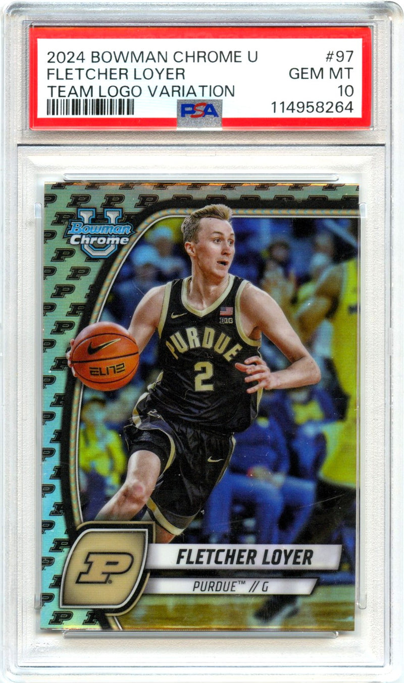 Fletcher Loyer RC 2024 Bowman U Chrome Team Logo Variation Rookie SSP #97 PSA 10-1