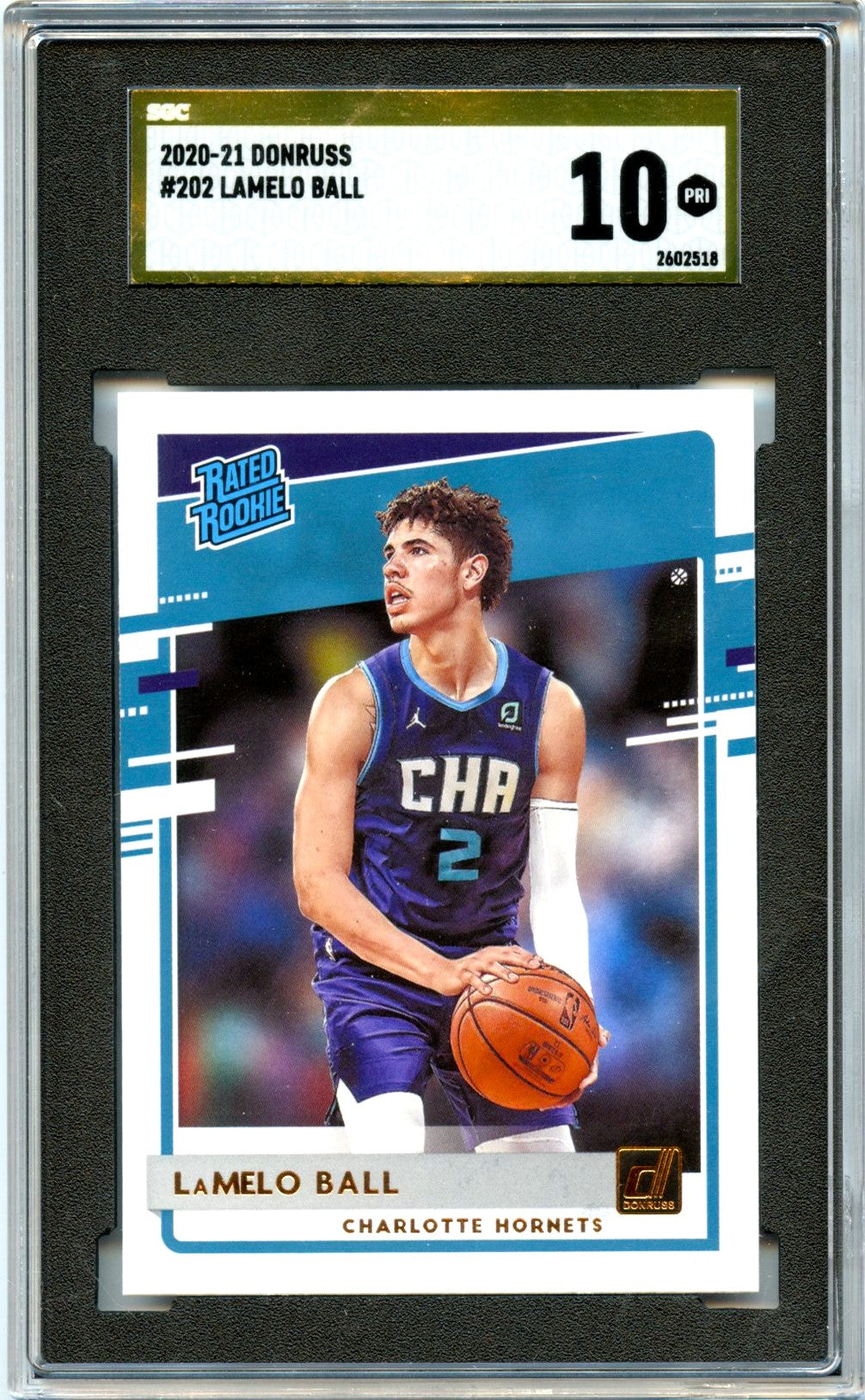 Lamelo Ball RC 2020 Donruss Rated Rookie #202 SGC 10 Gold Label Pristine