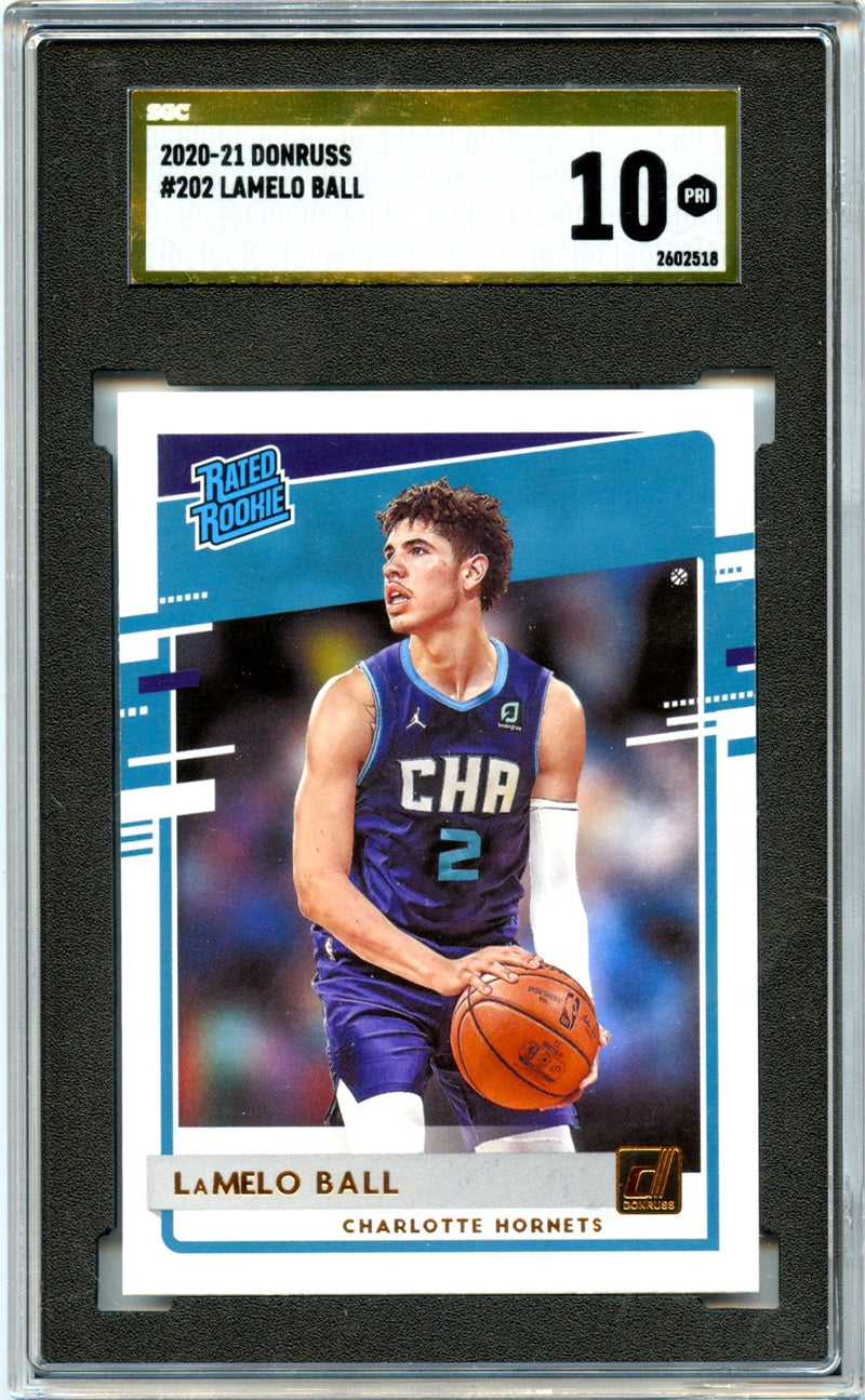 Lamelo Ball RC 2020 Donruss Rated Rookie #202 SGC 10 Gold Label Pristine-1