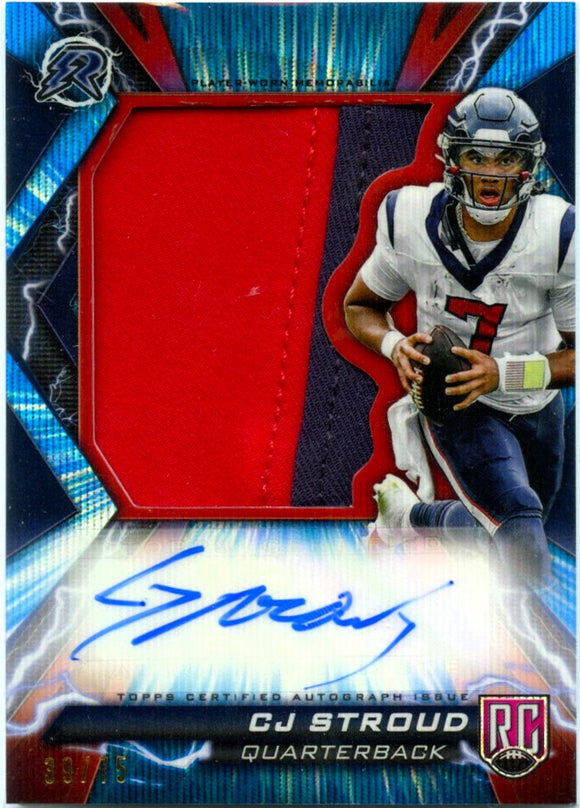 Product Cj Stroud RC 2023 Topps Composite Resurgence Blue Surge Rookie Patch Auto SP 39/75 Link