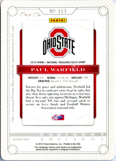Paul Warfield 2015 National Treasures Collegiate Printing Plate SP 1/1-2