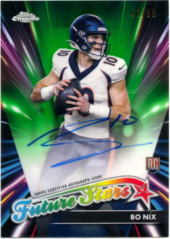 Product Bo Nix RC 2024 Topps Chrome Green Future Stars Rookie Auto SP 41/99 Link