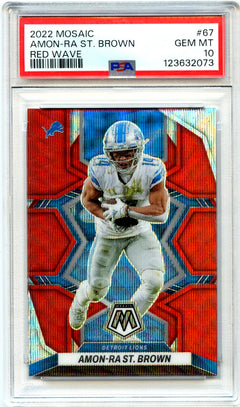 Amon-Ra St Brown 2022 Panini Mosaic Red Wave SP 8/9 PSA 10-1