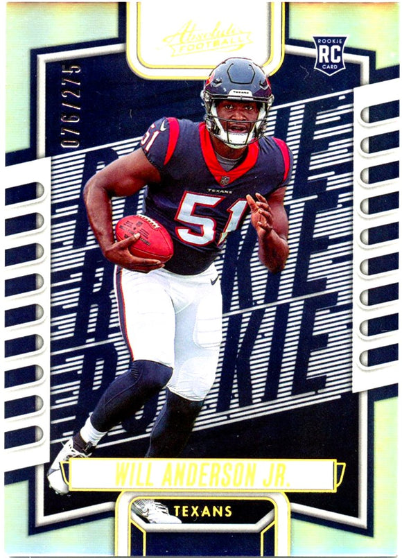 Will Anderson Jr RC 2023 Panini Absolute Silver Rookie SP 76/275