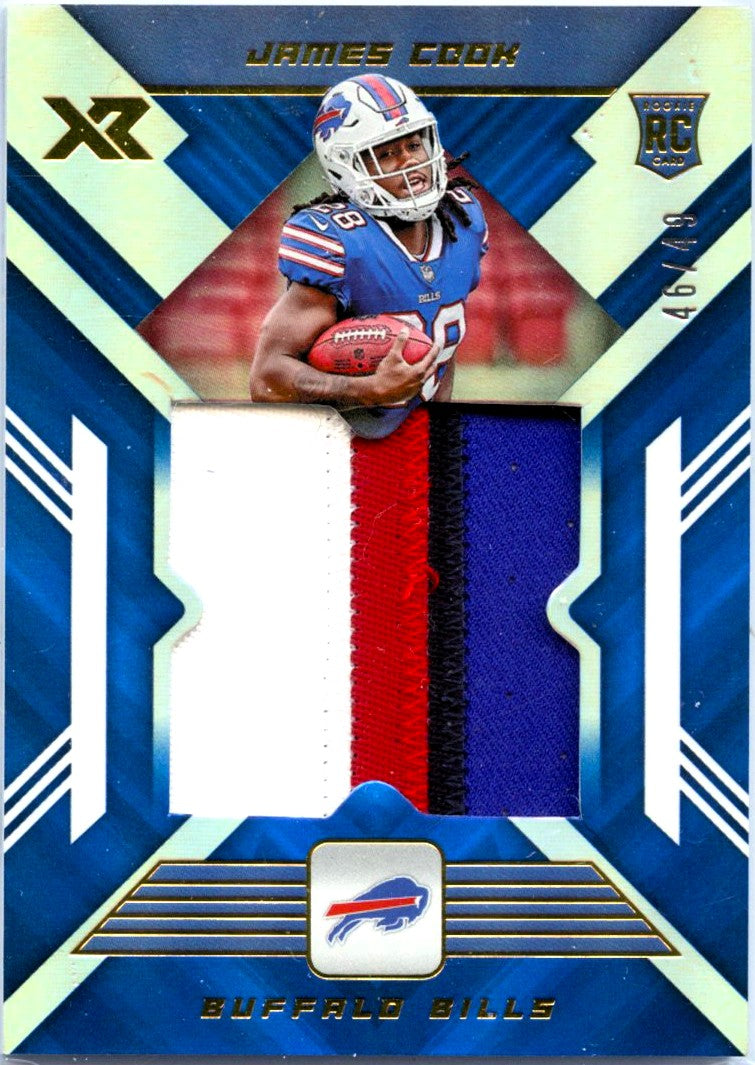 James Cook RC 2022 Panini XR Blue Rookie Patch SP 46/49-1