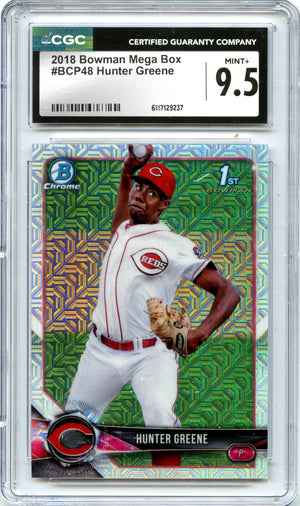 Hunter Greene RC 2018 1st Bowman Chrome Mega Box Prospect Rookie CGC 9.5