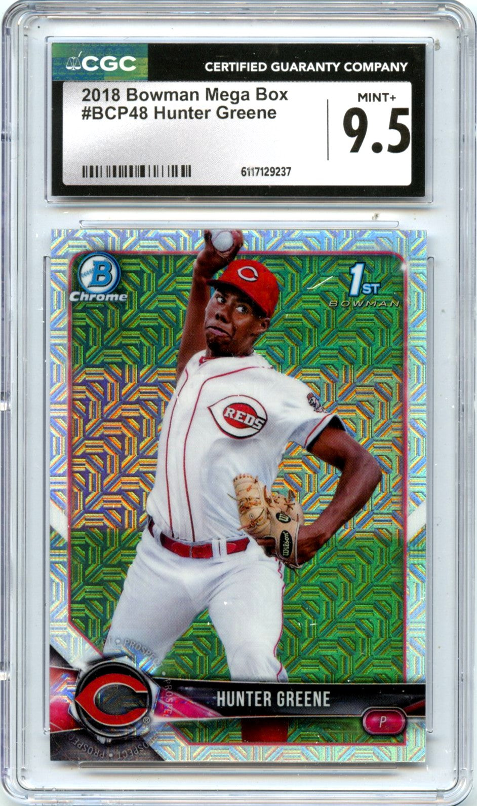 Hunter Greene RC 2018 1st Bowman Chrome Mega Box Prospect Rookie CGC 9.5