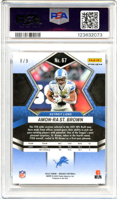 Amon-Ra St Brown 2022 Panini Mosaic Red Wave SP 8/9 PSA 10-2