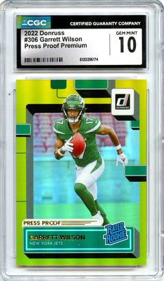 Garrett Wilson RC 2022 Donruss Premium Press Proof Rated Rookie #306 CGC 10-1