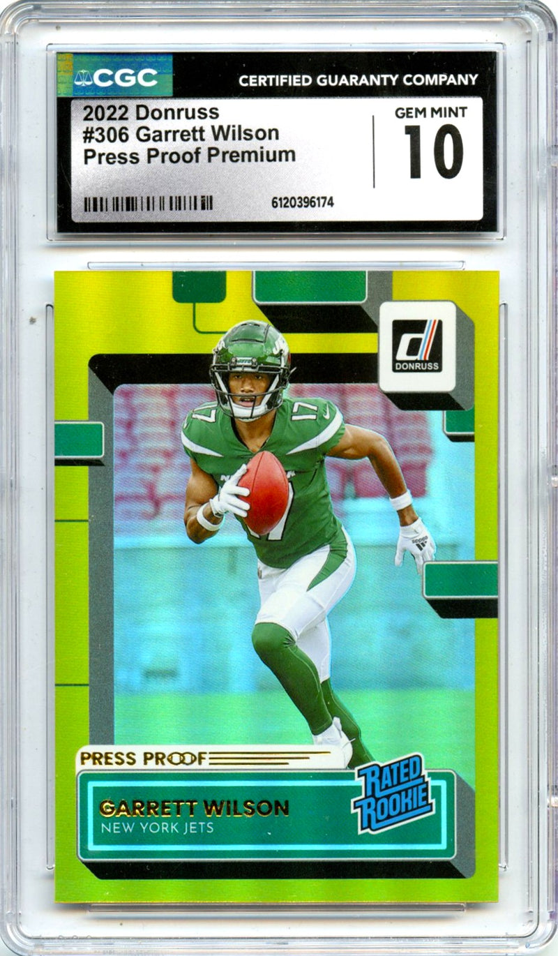Garrett Wilson RC 2022 Donruss Premium Press Proof Rated Rookie #306 CGC 10-1
