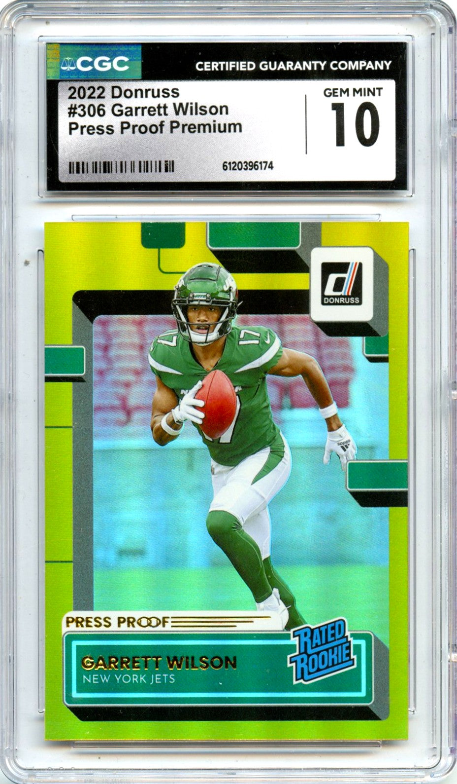 Garrett Wilson RC 2022 Donruss Premium Press Proof Rated Rookie #306 CGC 10