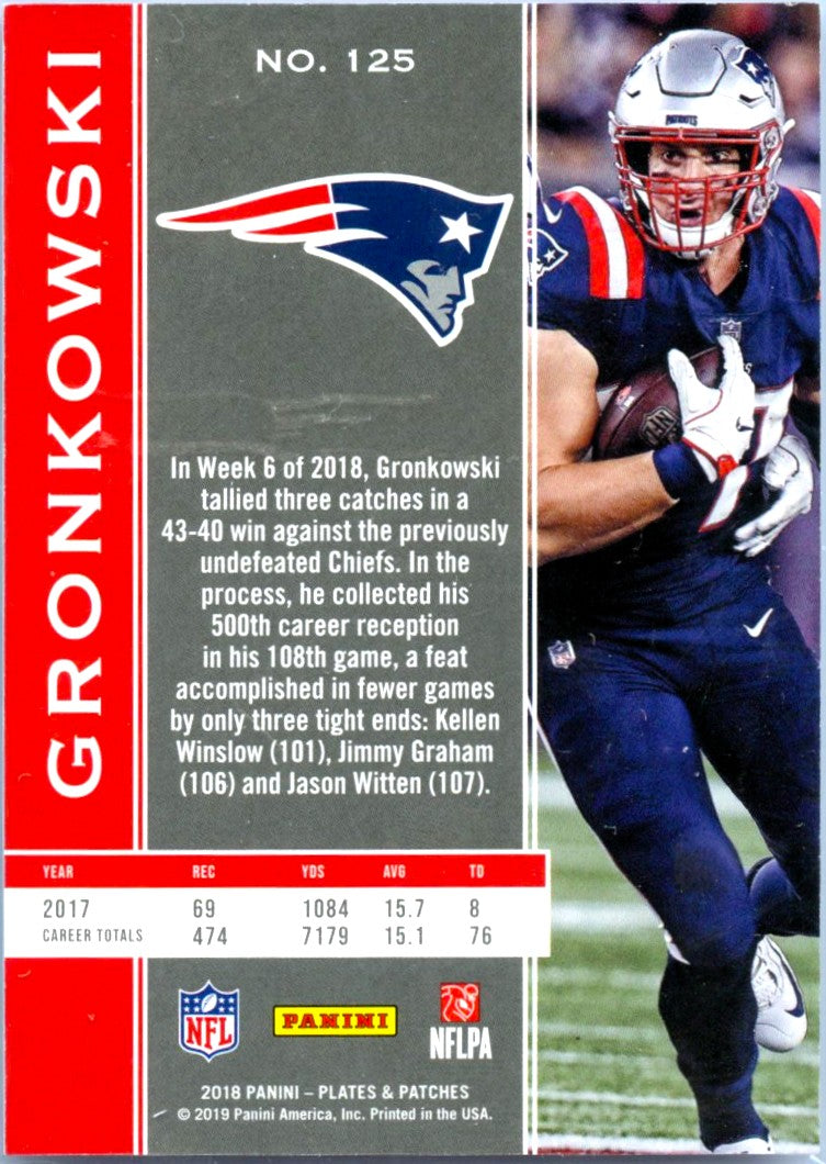 Rob Gronkowski 2018 Panini Plates & Patches Red SP 1/1-2