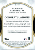 Vladimir Guerrero Jr 2020 Topps Tier One On Card Auto SP 61/150