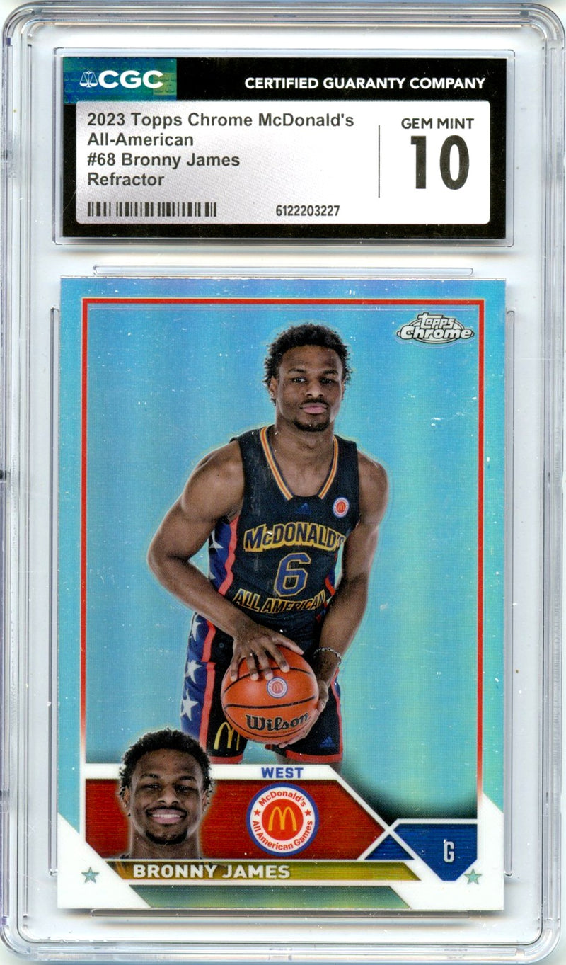 Bronny James RC 2023 Topps Chrome Mcdonald's All American Refractor Rookie #68 CGC 10-1