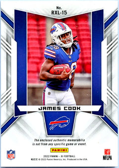 James Cook RC 2022 Panini XR Blue Rookie Patch SP 46/49-2