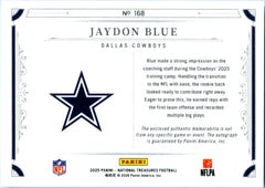 Jaydon Blue RC 2025 National Treasures Rookie Patch Auto SP 53/99-2