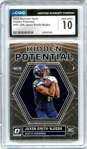 Jaxon Smith-Njigba RC 2023 Donruss Optic Hidden Potential Rookie CGC 10