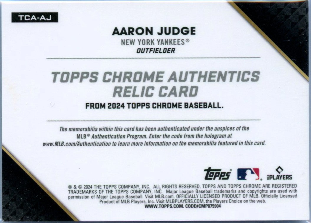 Aaron Judge 2024 Topps Chrome Authentics Game Used Patch-2