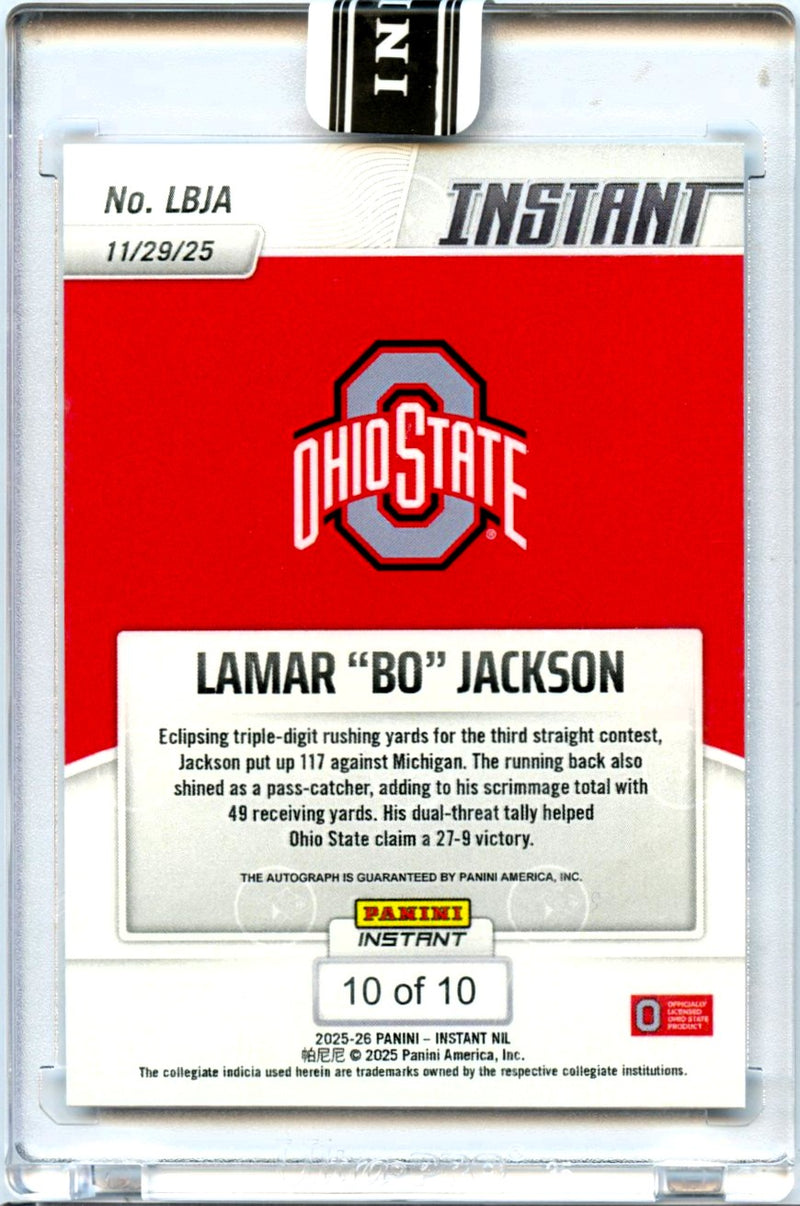 Lamar Bo Jackson RC 2025 Panini Instant A Variation Water Rookie Auto SP 10/10-2