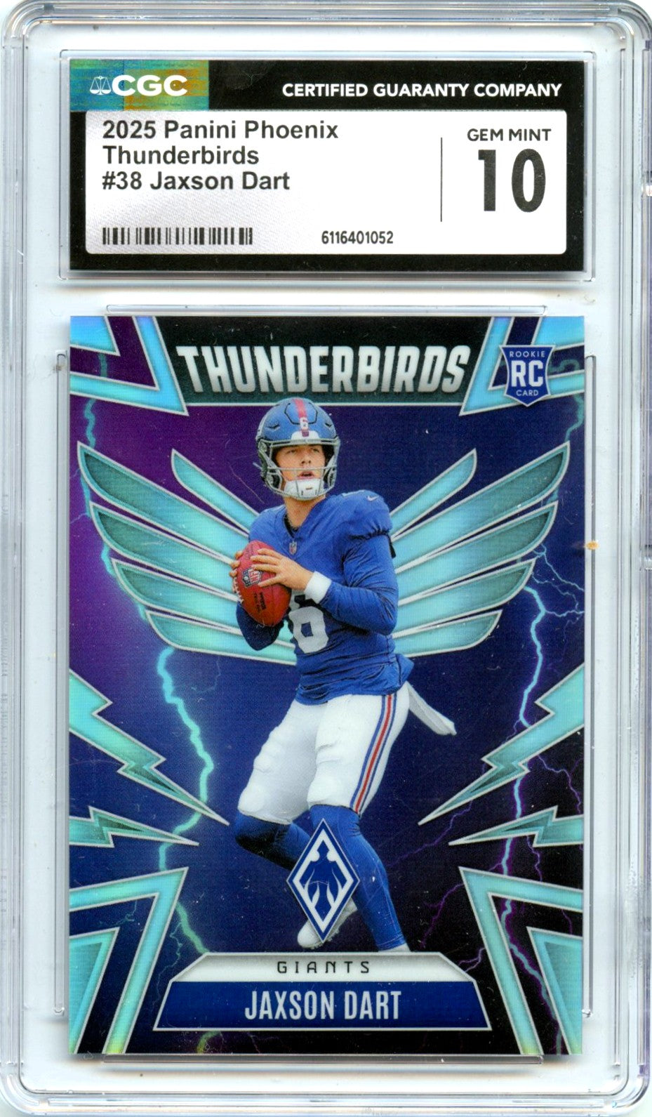Jaxson Dart RC 2025 Panini Phoenix Thunderbirds Rookie #38 CGC 10