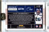 Zach Charbonnet RC 2023 Panini One Dual Rookie Patch Auto SP 184/199