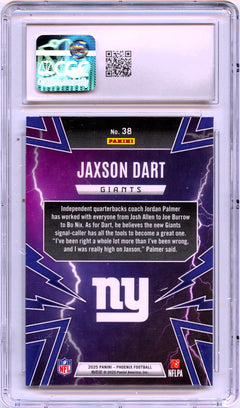 Jaxson Dart RC 2025 Panini Phoenix Thunderbirds Rookie #38 CGC 10-2