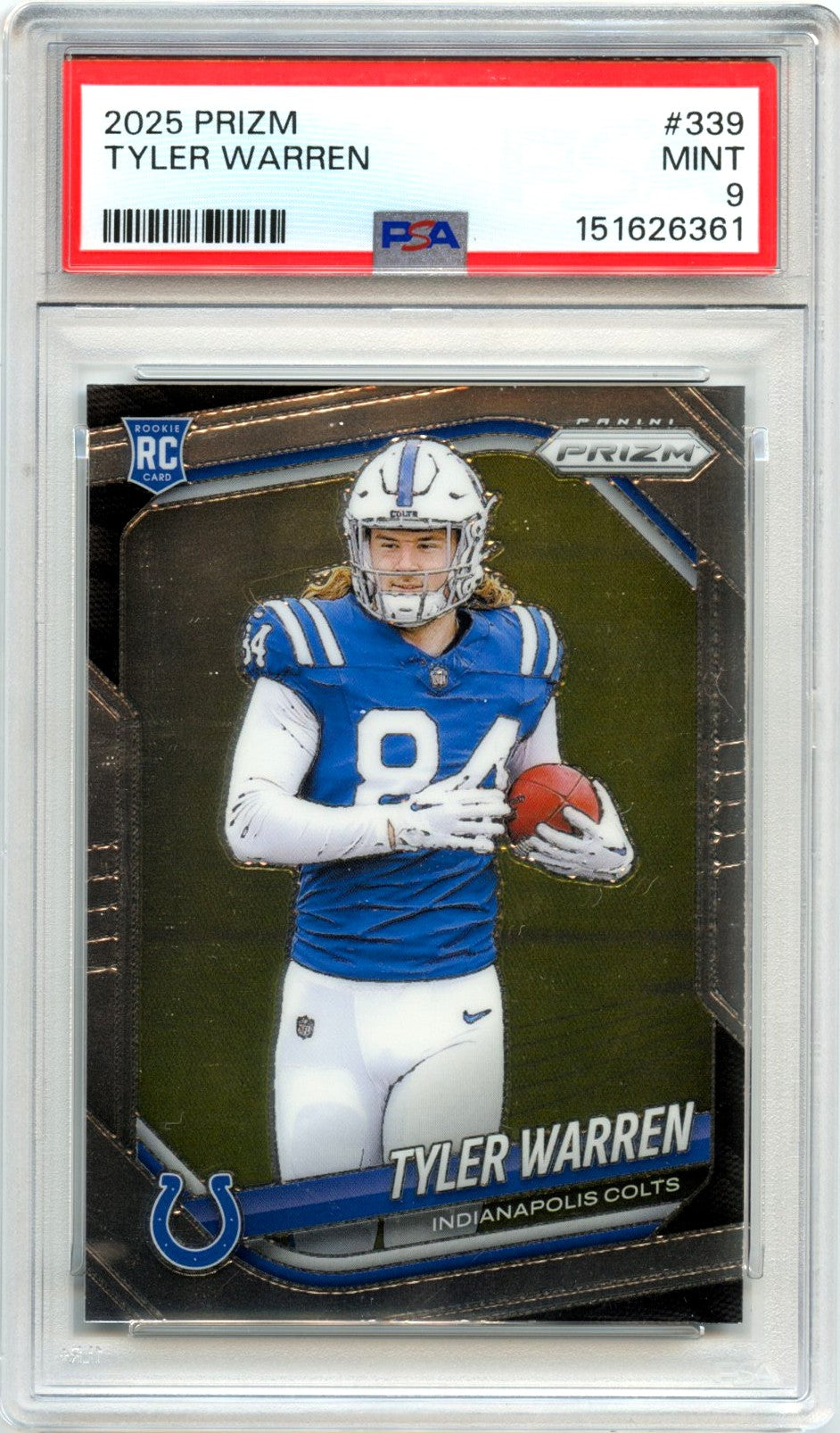Tyler Warren RC 2025 Panini Prizm Rookie #339 PSA 9