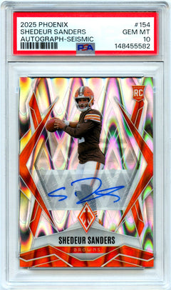 Shedeur Sanders RC 2025 Panini Phoenix Silver Seismic Rookie Auto SP 71/99 PSA 10-1
