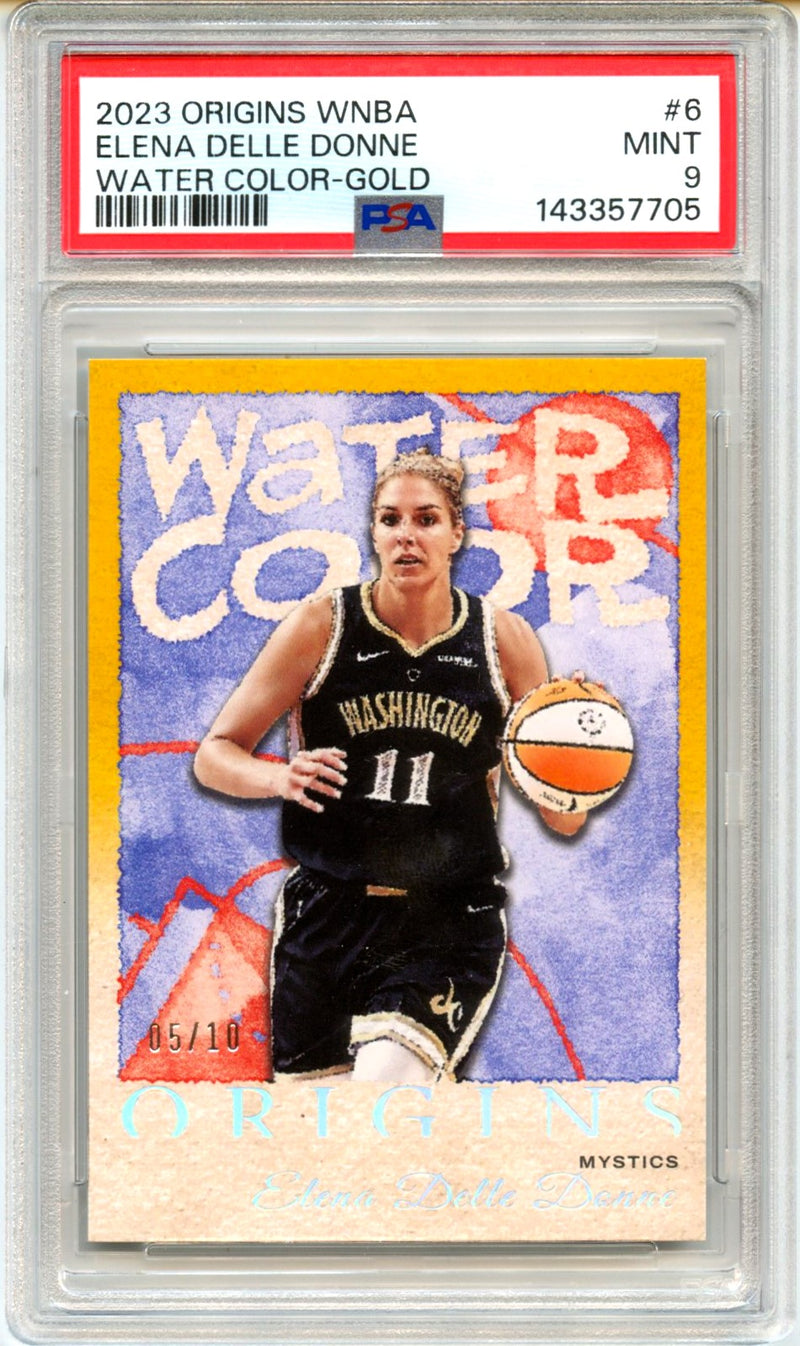 Elena Delle Donne 2023 Panini Origins WNBA Gold Water Color SP 5/10 PSA 9-1
