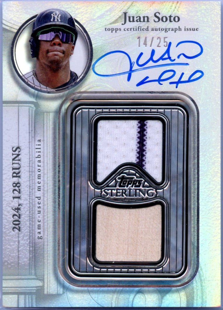 Juan Soto 2025 Topps Sterling Game Used Bat Piece Patch Auto SP 14/25-1