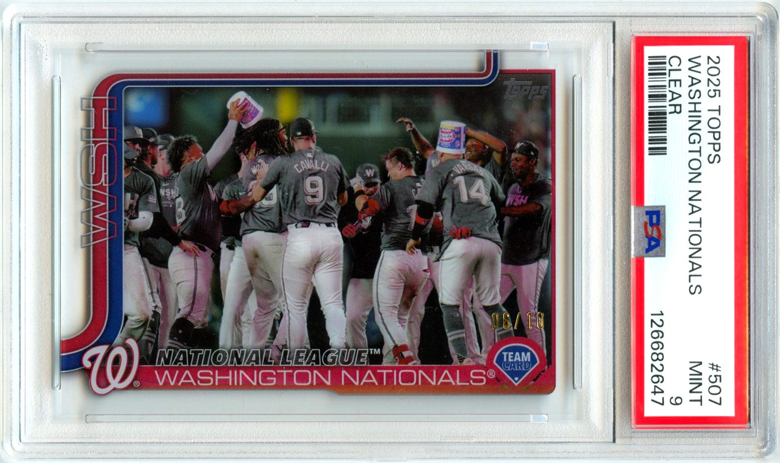 Washington Nationals 2025 Topps Clear SP 6/10 PSA 9-1