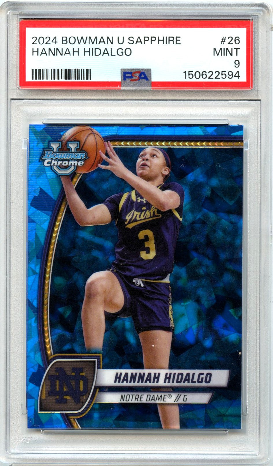 Hannah Hidalgo RC 2024 Bowman U Chrome Sapphire Rookie #26 PSA 9